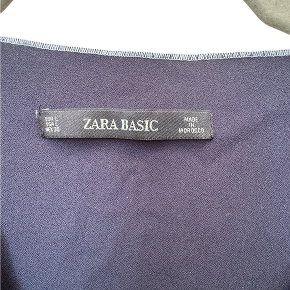 Zara Dark Blue Tunic with Bow Accents size Large - Picture 4 of 10